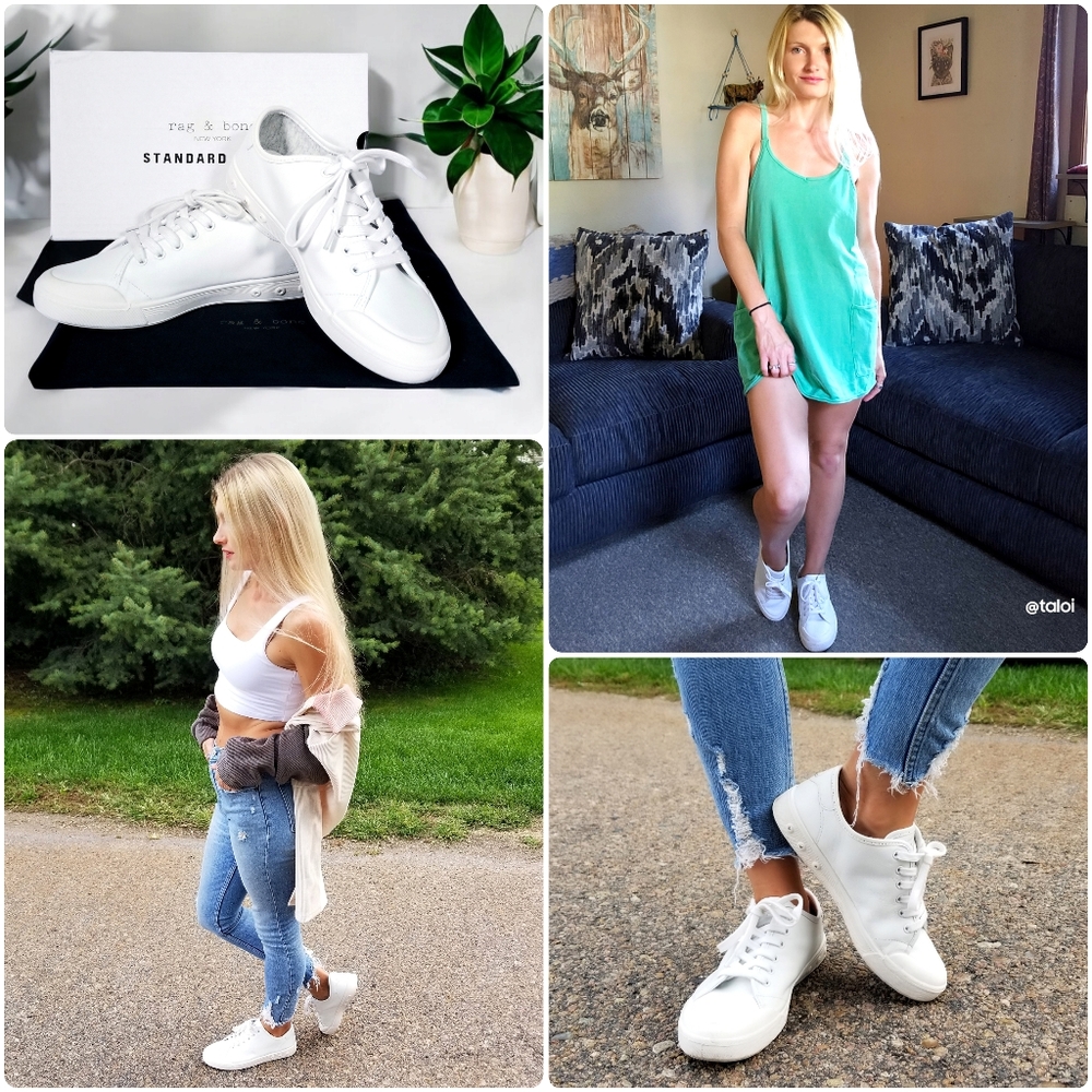 NIB rag & bone Standard Issue White Leather Lace Up Sneaker